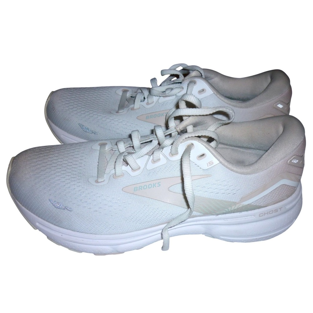 Brooks Ghost 15 White Oyster Running Shoes 1203801B189 Women's Size 9 B Medium